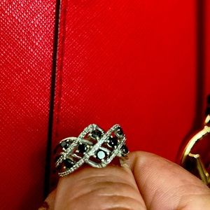 Black and white diamond ring